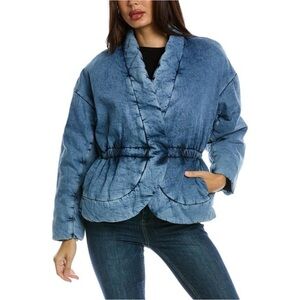 ba&sh Denim-Blue Quilted Wrap Jacket